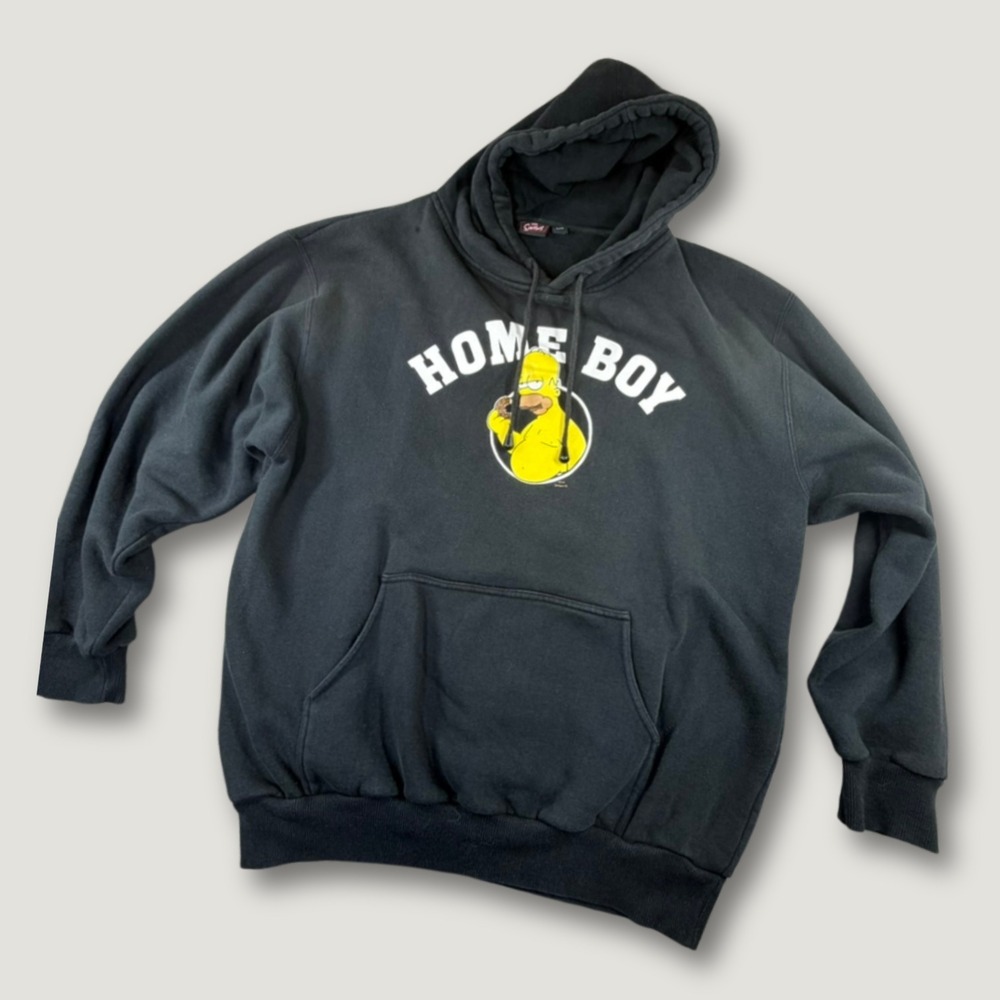 The Simpsons Homer Hoodie Mens L Black Pullover Graphic Sweatshirt